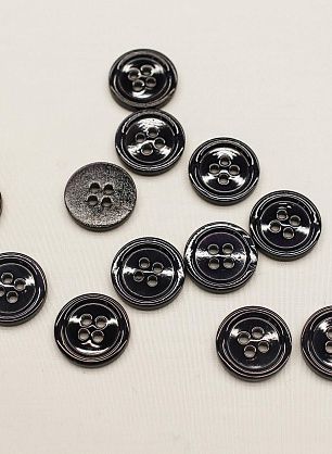 Пуговица ракушка 4 прокола d-15мм темно-синяя - итальянские ткани Тессутидея.