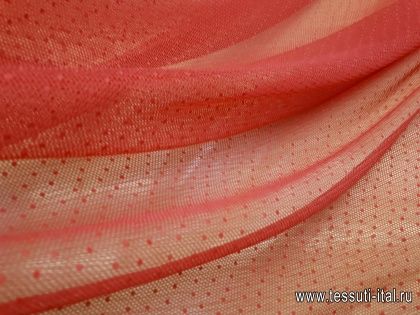 Сетка плательная (о) лососевая в мелкий горох - итальянские ткани Тессутидея арт. 03-5578