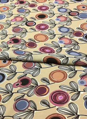 Шифон (н) растительный орнамент на бежевом - в интернет-магазине тканей Тессутидея арт. 02-7718