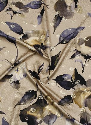 Шелк жаккард с люрексом (н) цветочный рисунок на бежевом - в интернет-магазине тканей Тессутидея арт. 10-3912