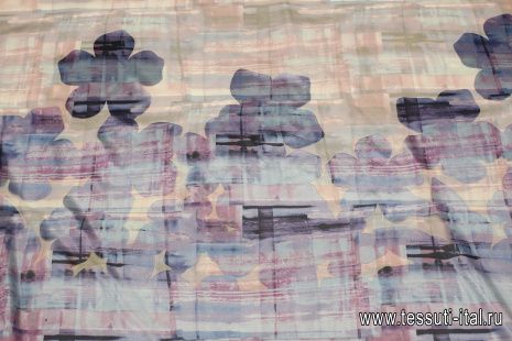 Плательная сетка деворе купон (1,1м) (н) фиолетово-голубой принт - итальянские ткани Тессутидея арт. 03-7044