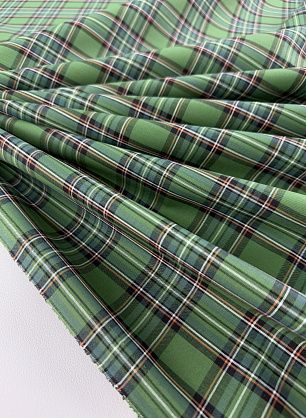 Хлопок сорочечный (н) черно-бело-зеленая клетка - в интернет-магазине тканей Тессутидея арт. 01-8051