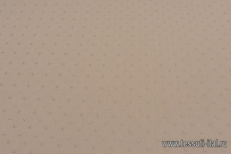 Лен продублированный (о) вышитый горох на бежевом - итальянские ткани Тессутидея арт. 16-0833