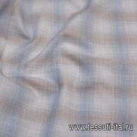 Сорочечная (н) бело-бежево-голубая стилизованная клетка  - итальянские ткани Тессутидея арт. 01-6403