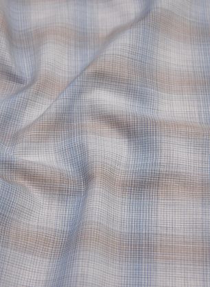 Сорочечная (н) бело-бежево-голубая стилизованная клетка  - в интернет-магазине тканей Тессутидея арт. 01-6403