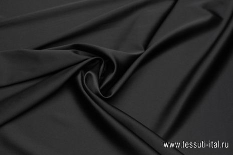 Шелк атлас стрейч (о) черный - итальянские ткани Тессутидея арт. 10-3654