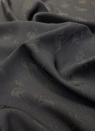 Плательная креп (о) черный орнамент на черном - в интернет-магазине тканей Тессутидея арт. 03-6206