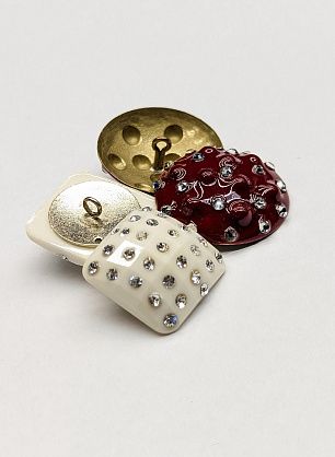 Пуговица на ножке  d-24-26мм металл, стразы Swarovski в ассортименте  - в интернет-магазине тканей Тессутидея арт. F-1670