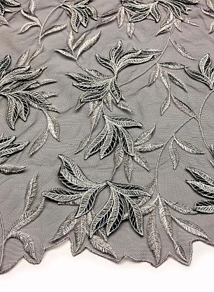 Плательная сетка с вышивкой из люрекса (н) серебро на черном - в интернет-магазине тканей Тессутидея арт. 03-5084