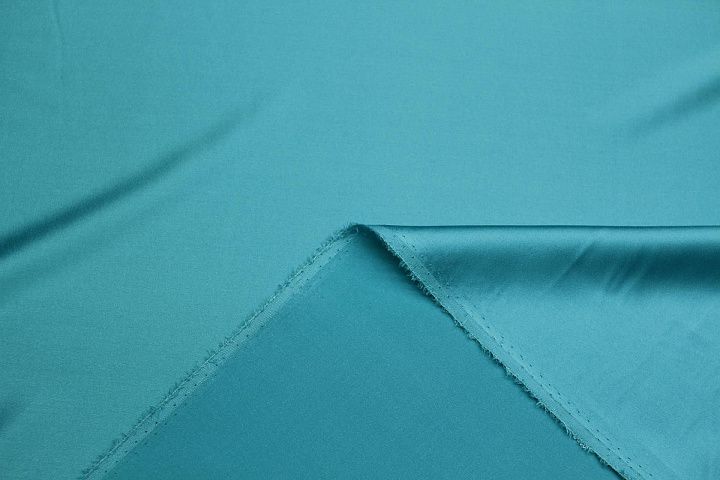 Шелк атлас стрейч (о) бирюзовый - итальянские ткани Тессутидея арт. 10-4030