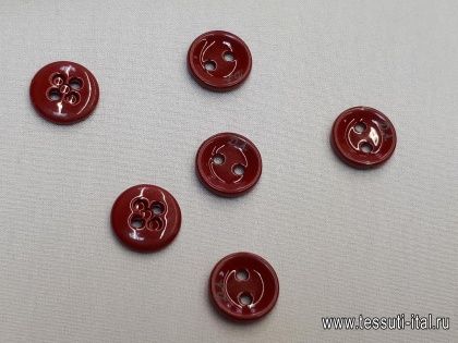 Пуговица металл 2 прокола d-10мм красная именная - итальянские ткани Тессутидея арт. F-3919
