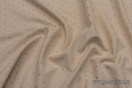 Лен продублированный (о) вышитый горох на бежевом - итальянские ткани Тессутидея арт. 16-0833