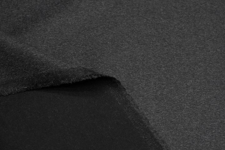 Пальтовая сукно двухслойная (о) темно-серая/черная - итальянские ткани Тессутидея арт. 09-2076