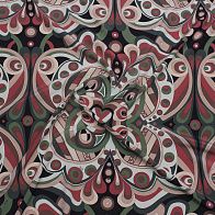 Крепдешин купон (0,95м) (н) коричнево-зеленая абстракция - итальянские ткани Тессутидея арт. 10-3974
