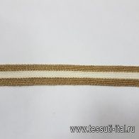 Тесьма лампас трикотажная с люрексом (н) бело-золотая ш-2,3см  - итальянские ткани Тессутидея арт. F-3504