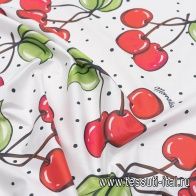 Хлопок (н) крупные вишни и горох на белом - итальянские ткани Тессутидея арт. 01-6918