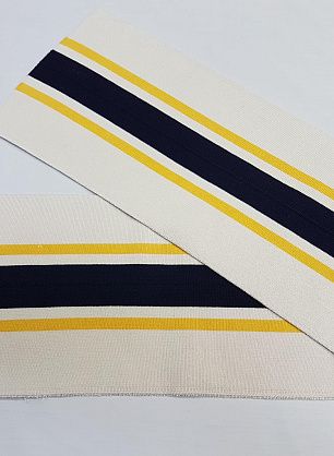 Подвяз 86*19см сине-желтая полоска на бежевом - в интернет-магазине тканей Тессутидея арт. F-4874