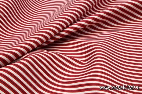 Хлопок костюмный стрейч (н) красно-сине-белая полоска - итальянские ткани Тессутидея арт. 01-4747
