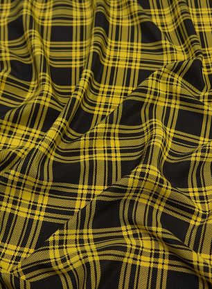 Крепдешин (н) черная клетка на желтом - в интернет-магазине тканей Тессутидея арт. 10-2428