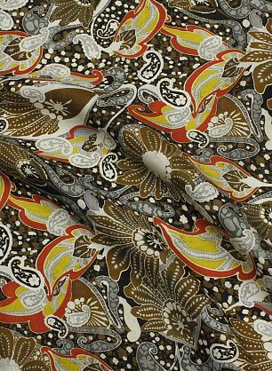 Лен (н) цветочный рисунок и пейсли на черном - в интернет-магазине тканей Тессутидея арт. 16-1089