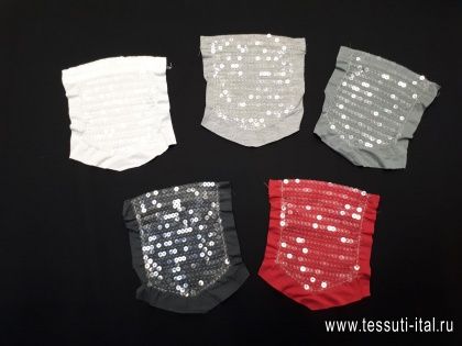 Декоративный элемент трикотажный карман расшитый пайетками - итальянские ткани Тессутидея арт. F-3801