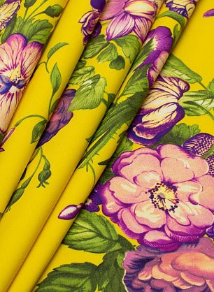 Плательная (н) цветы на желтом - в интернет-магазине тканей Тессутидея арт. 02-8881
