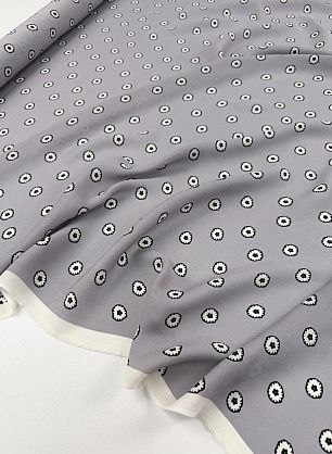 Крепдешин (н) стилизованный цветочный рисунок на сером - в интернет-магазине тканей Тессутидея арт. 10-4852