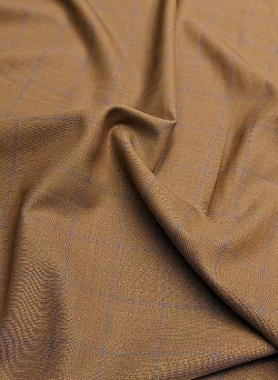 Костюмная (н) голубая клетка на светло-коричневом - в интернет-магазине тканей Тессутидея арт. 05-4336