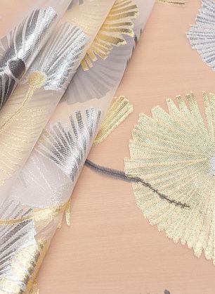 Органза (н) стилизованные цветы из люрекса на белом - в интернет-магазине тканей Тессутидея арт. 10-2783