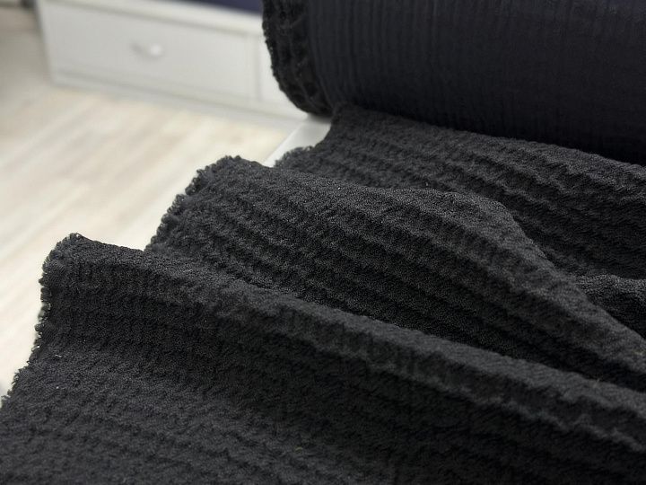 Жаккард стрейч фактурный (н) черный Armani - итальянские ткани Тессутидея арт. 03-2592