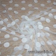Кружевное полотно (о) крупный белый горох на кружеве ш-170см - итальянские ткани Тессутидея арт. 03-2845