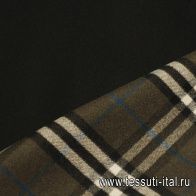 Пальтовая дабл шерсть двухслойная (н) клетка на коричневом/черная - итальянские ткани Тессутидея арт. 09-2138