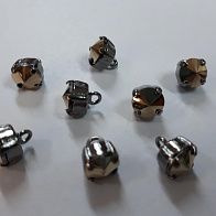 Пуговица металл никель на ножке d-8мм с желтым стразом Swarovski - итальянские ткани Тессутидея арт. F-4136