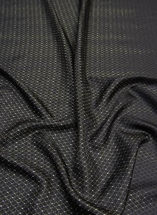 Шелк твил купон (1,6м) (н) бело-зеленый принт деграде на черном в стиле Fendi - в интернет-магазине тканей Тессутидея арт. 10-2205