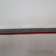 Подвяз (н) черно-бело-красный 3*28см  - итальянские ткани Тессутидея арт. F-4053