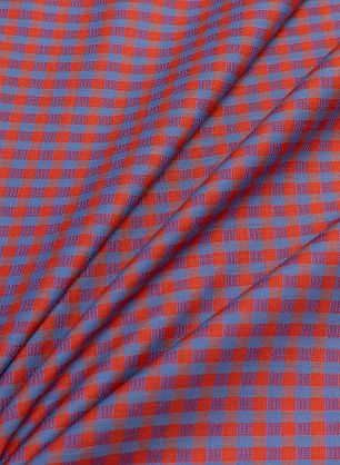 Сорочечная (н) оранжево-голубая клетка - в интернет-магазине тканей Тессутидея арт. 01-5216