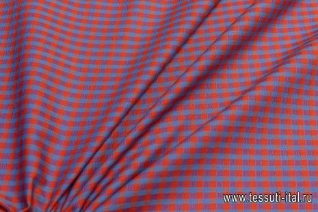 Сорочечная (н) оранжево-голубая клетка - итальянские ткани Тессутидея арт. 01-5216