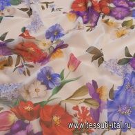 Шифон (н) цветочный рисунок на белом в стиле D&G - итальянские ткани Тессутидея арт. 10-2418