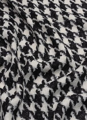 Шанель с люрексом (н) черно-белая гусиная лапка - в интернет-магазине тканей Тессутидея арт. 03-6807