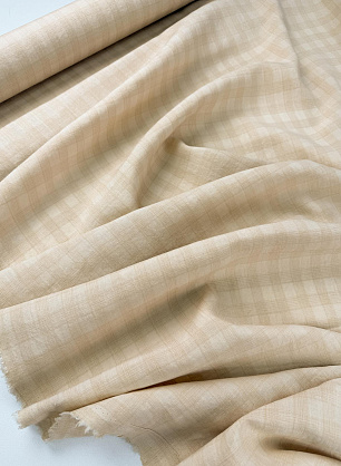 Лен сорочечный (н) бежево-молочная клетка - в интернет-магазине тканей Тессутидея арт. 16-1200