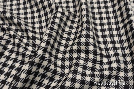 Костюмная продублированная (н) черно-белая стилизованная клетка - итальянские ткани Тессутидея арт. 05-4414