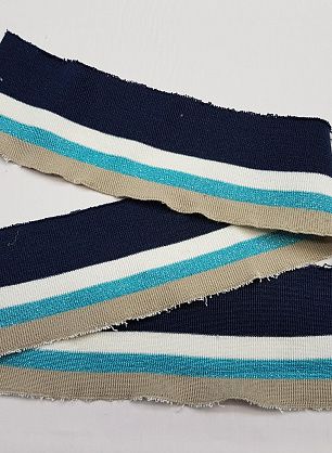 Подвяз с люрексом (н) сине-бежево-бело-голубой 8,5*95см  - в интернет-магазине тканей Тессутидея арт. F-3528