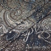 Трикотаж вискоза (н) бежево-коричневый орнамент - итальянские ткани Тессутидея арт. 14-1385
