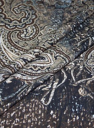 Трикотаж вискоза (н) бежево-коричневый орнамент - в интернет-магазине тканей Тессутидея арт. 14-1385