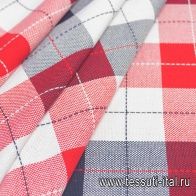 Хлопок костюмный (н) красно-сине-белая клетка - итальянские ткани Тессутидея арт. 01-6714