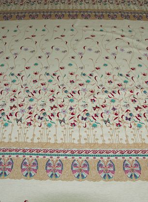 Трикотаж вискоза купон (0,85м) (н) бабочки и цветы на бежевом - в интернет-магазине тканей Тессутидея арт. 14-1356