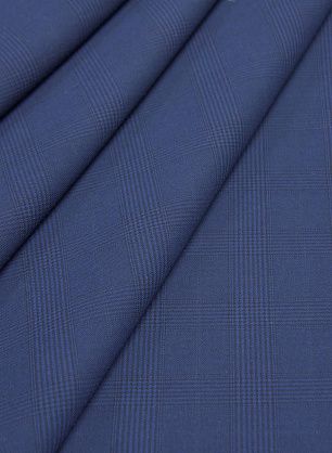 Хлопок стрейч костюмный дабл (н) сине-черная клетка/синий - в интернет-магазине тканей Тессутидея арт. 01-6541