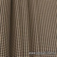 Костюмная (н) коричнево-черная гусиная лапка на светло-бежевом - итальянские ткани Тессутидея арт. 05-4251