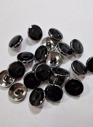 Пуговица на ножке металл никель d-15мм буква "R" на черном - итальянские ткани Тессутидея F-5999