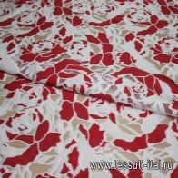 Органза деворе (н) красно-белый орнамент ш-150см - итальянские ткани Тессутидея арт. 03-3195